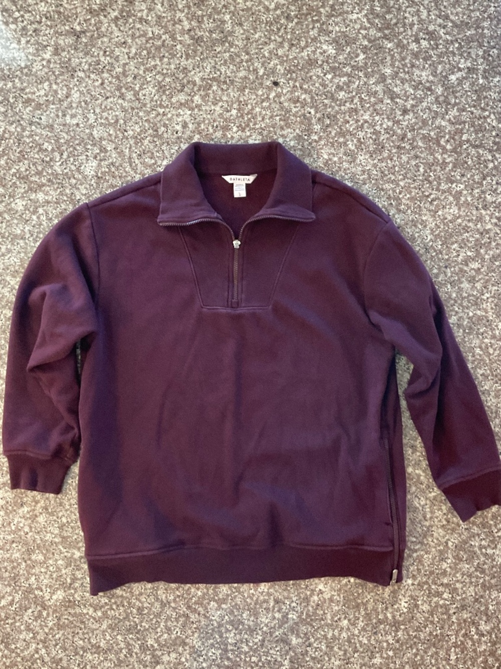 Athleta Cozy Karma 1/2 zip Sweatshirt size Large Spiced Cabernet